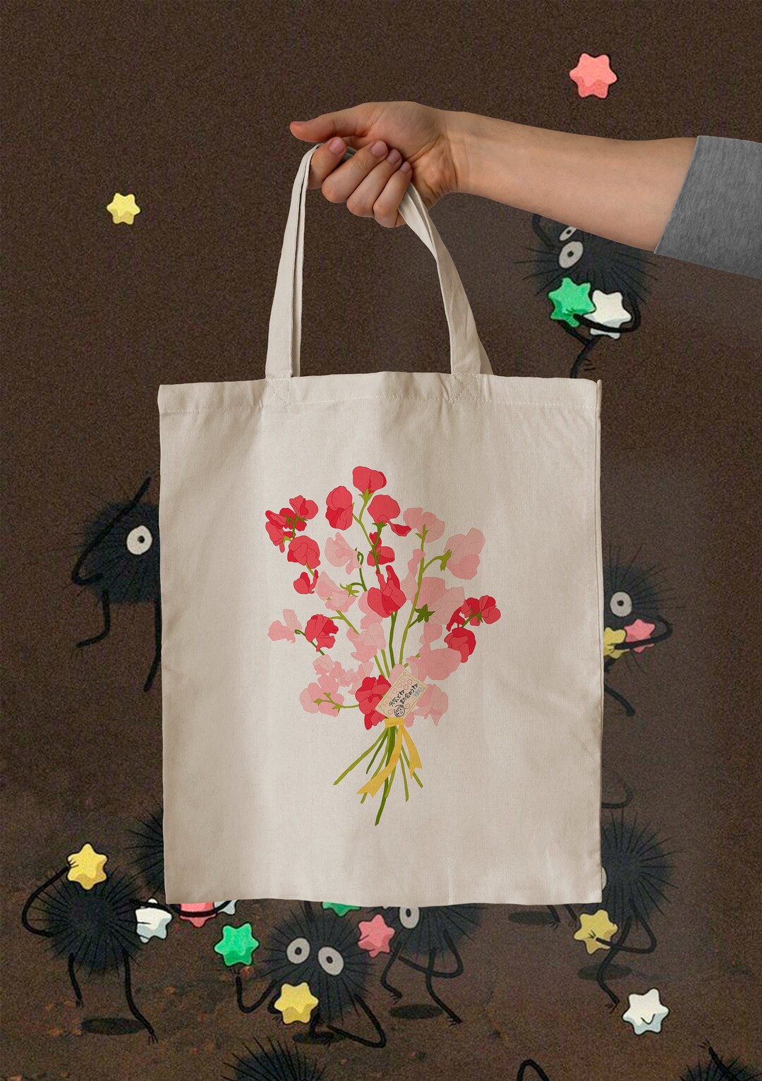 Tote Bag Flowers Spirited Away Etsy