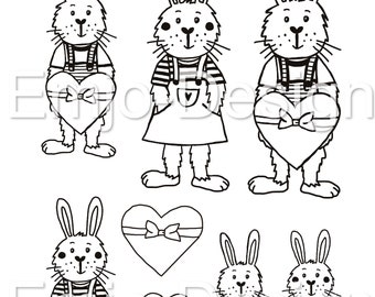 Bunny love modèles de peinture et d'artisanat lapins PDF grands et petits pour banderoles, emballages cadeaux et bien plus encore