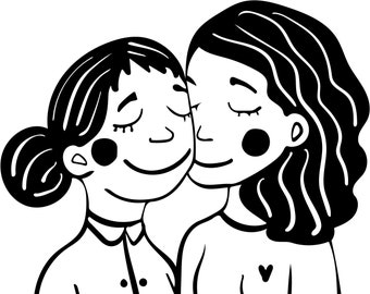 Plot file Toi et moi fille fille amour amitié png, svg, pdf, jpg vecteur fichier Silhouette Cricut