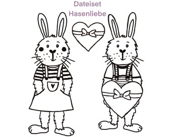 Ensemble de fichiers lapin amour SVG DXF ensemble de fichiers de tracé Pâques