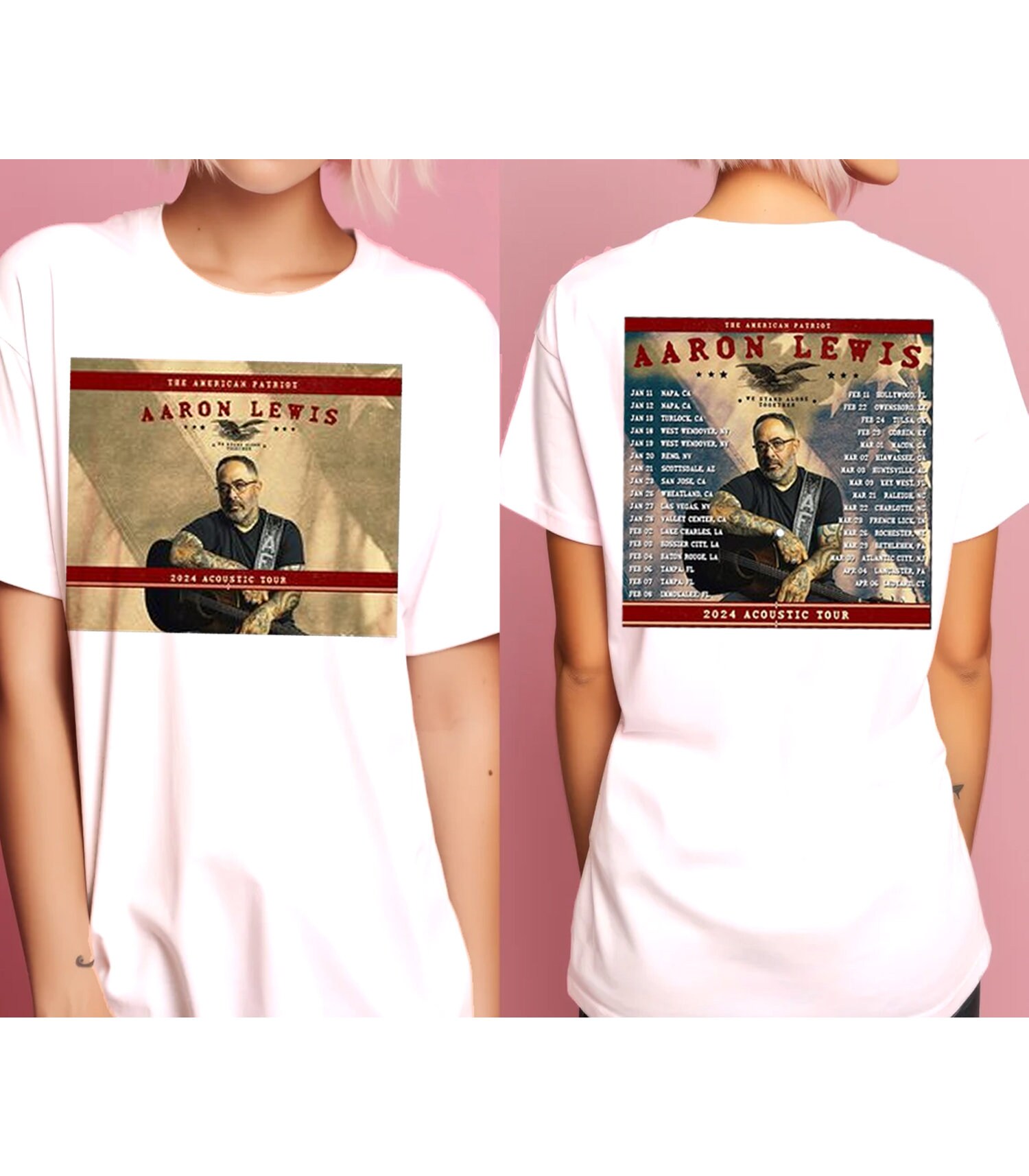 Aaron Lewis 2024 Tour Setlist Shirt, Acoustic Tour 2024 Shirt, Aaron