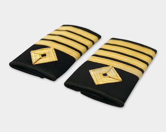 Merchant Marine Navy Epaulette 1-4 bar gold epaulete Bullion Braid Captain  Chief officer shoulder Shipping epaulettes
