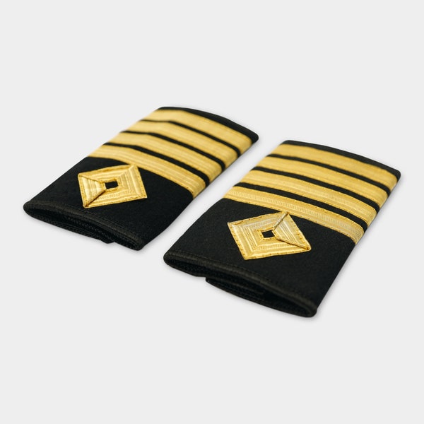 Merchant Marine Navy Epaulette 1-4 bar gold epaulete Bullion Braid Captain  Chief officer shoulder Shipping epaulettes