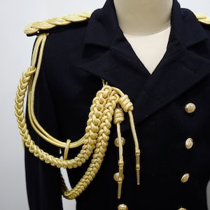 Golden Silver Bullion Aiguillette  Uniform Shoulder Epaulette  For Military Army Ceremony Wedding Dress  Groom Costume Performance Uniform