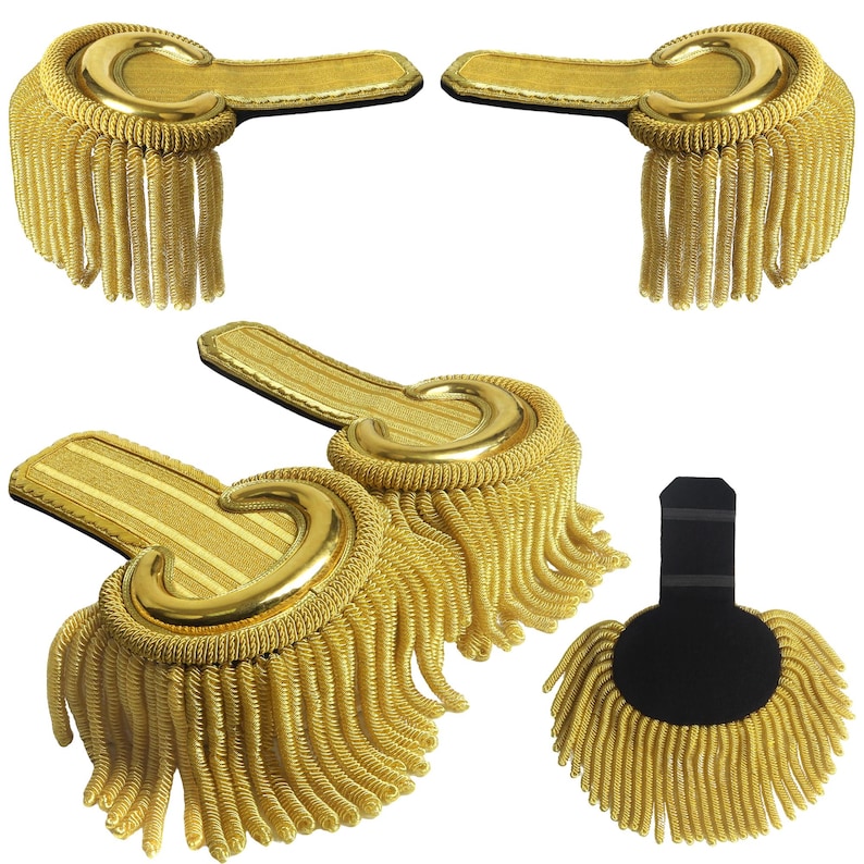 Gold Bullion Fringe Epaulette: Embroidered Tassel Shoulder Board image 13