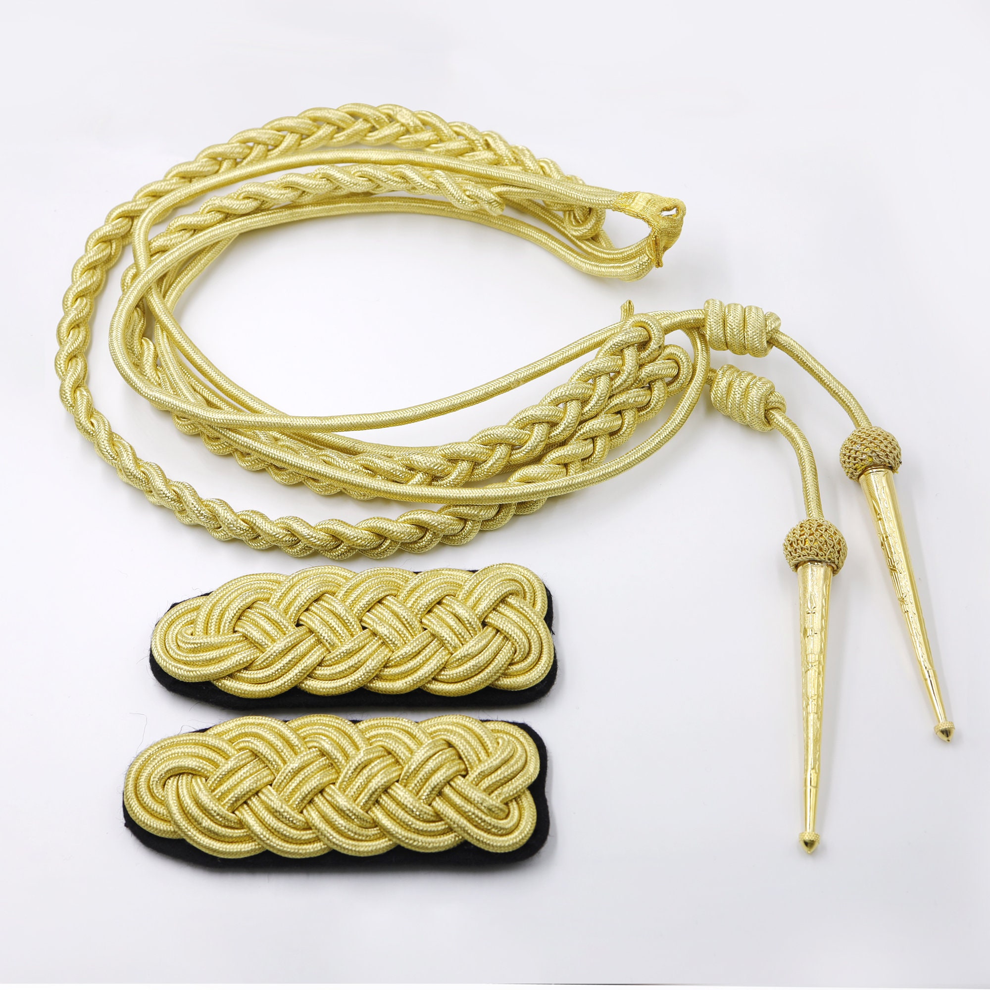 Slinger met Belletjes Goud met groen en gouden draad. – Pluk Iets Moois