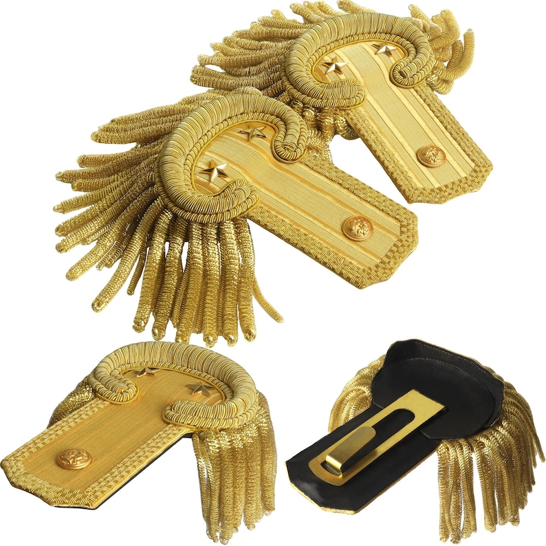 Gold Bullion Fringe Epaulette: Embroidered Tassel Shoulder Board image 12