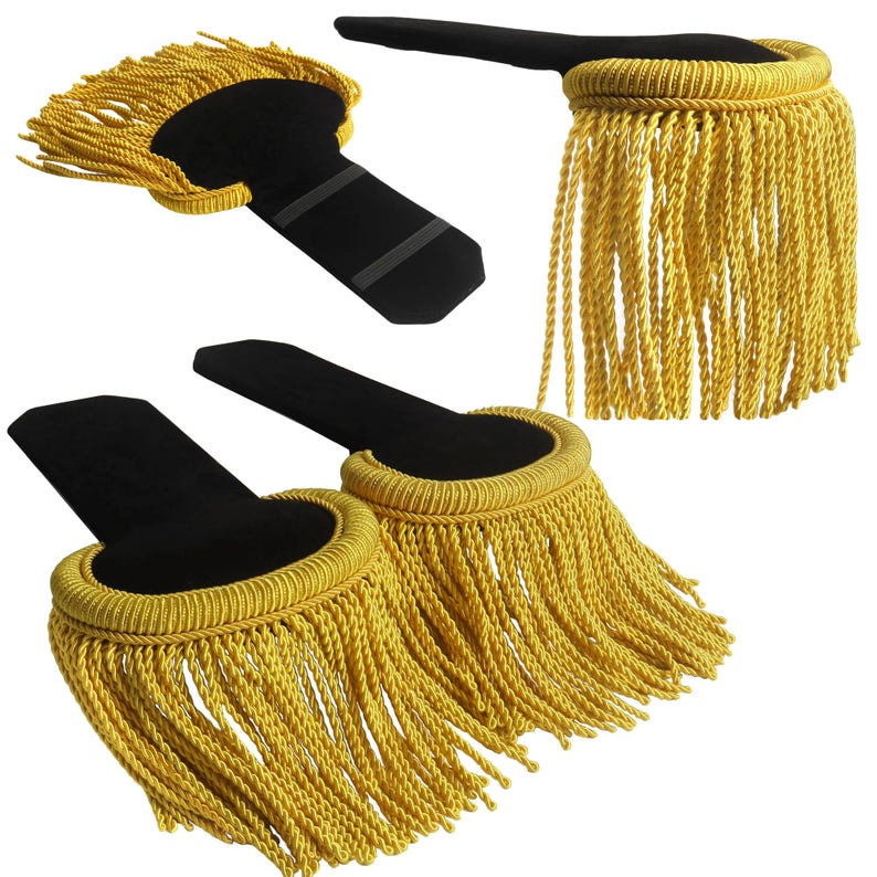 Gold Bullion Fringe Epaulette: Embroidered Tassel Shoulder Board image 14