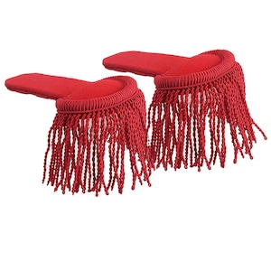 Gold Bullion Fringe Epaulette: Embroidered Tassel Shoulder Board RED POLYSTER