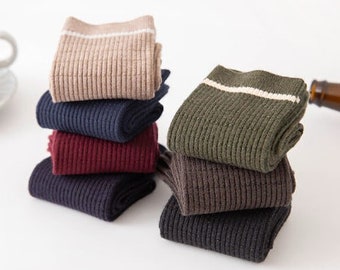 Handmade Socks Wool Socks Winter Warm Striped Harajuku Vintage Cashmere Socks High Quality Casual Man Socks