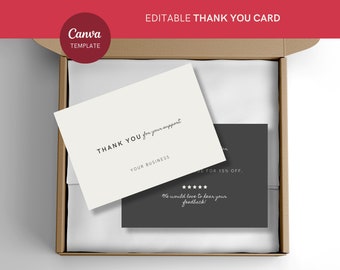 Editable Business Thank You Card Printable Thanks for Your - Etsy