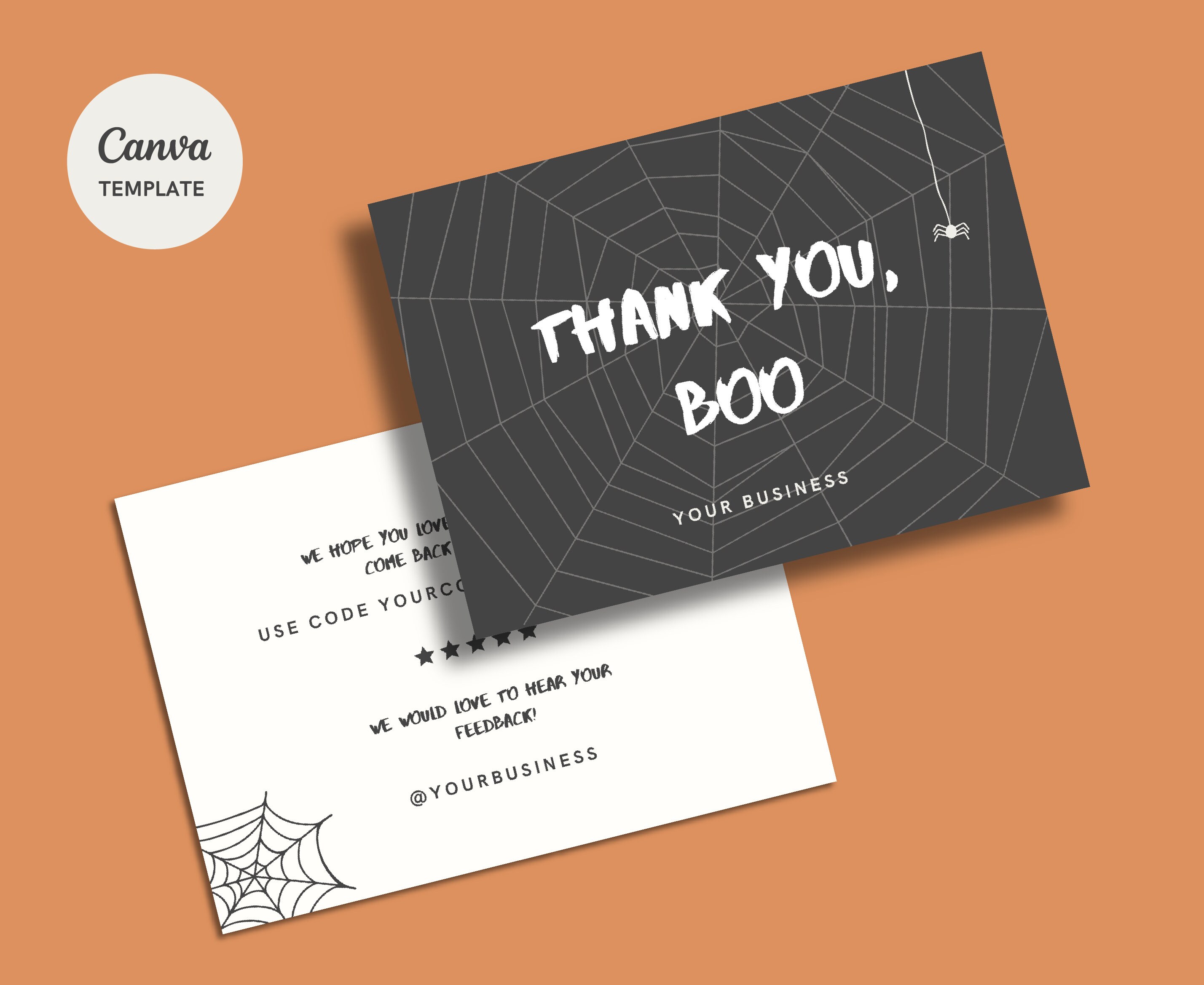 Editable Halloween Thank You Card // Business Template, Spooky Package ...