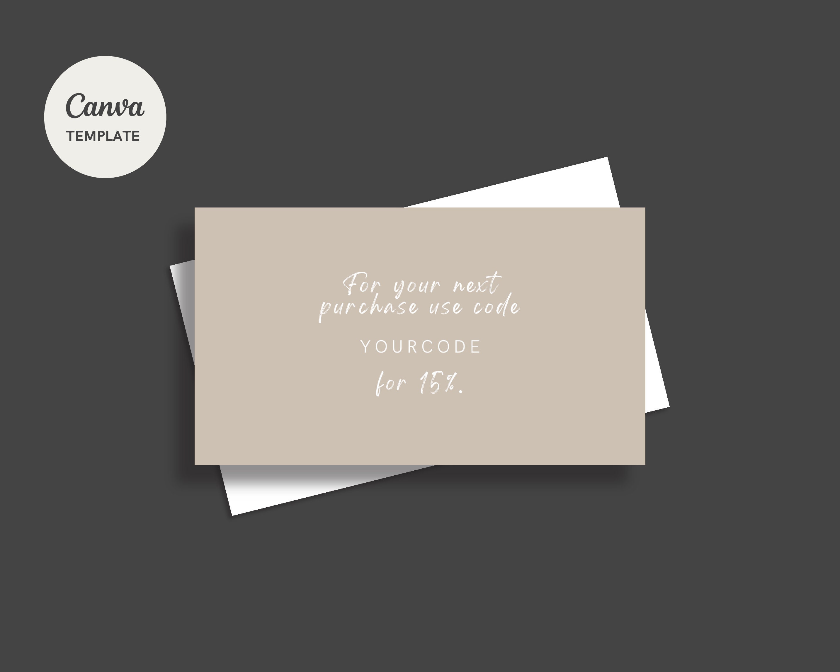 Editable Discount Code Card // Minimal Discount Card Template