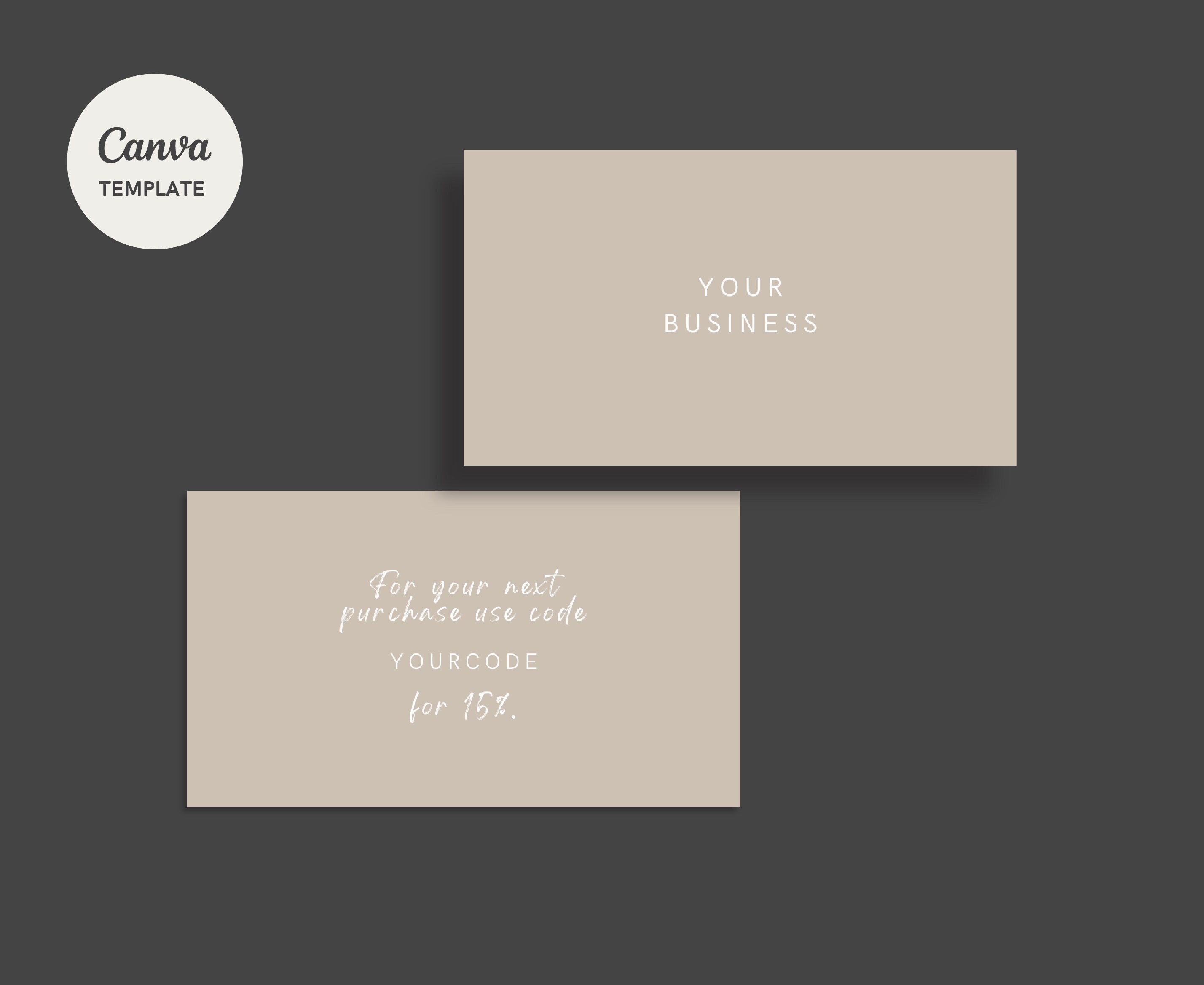 Editable Discount Code Card // Minimal Discount Card Template