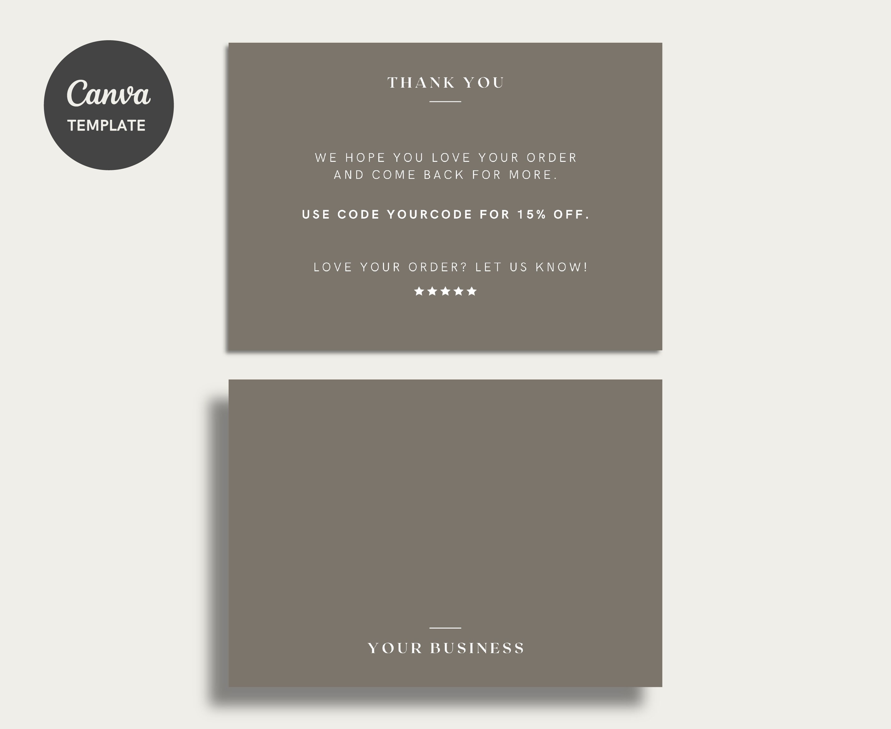 Editable Business Thank You Card Printable Thanks for Your Purchase ...