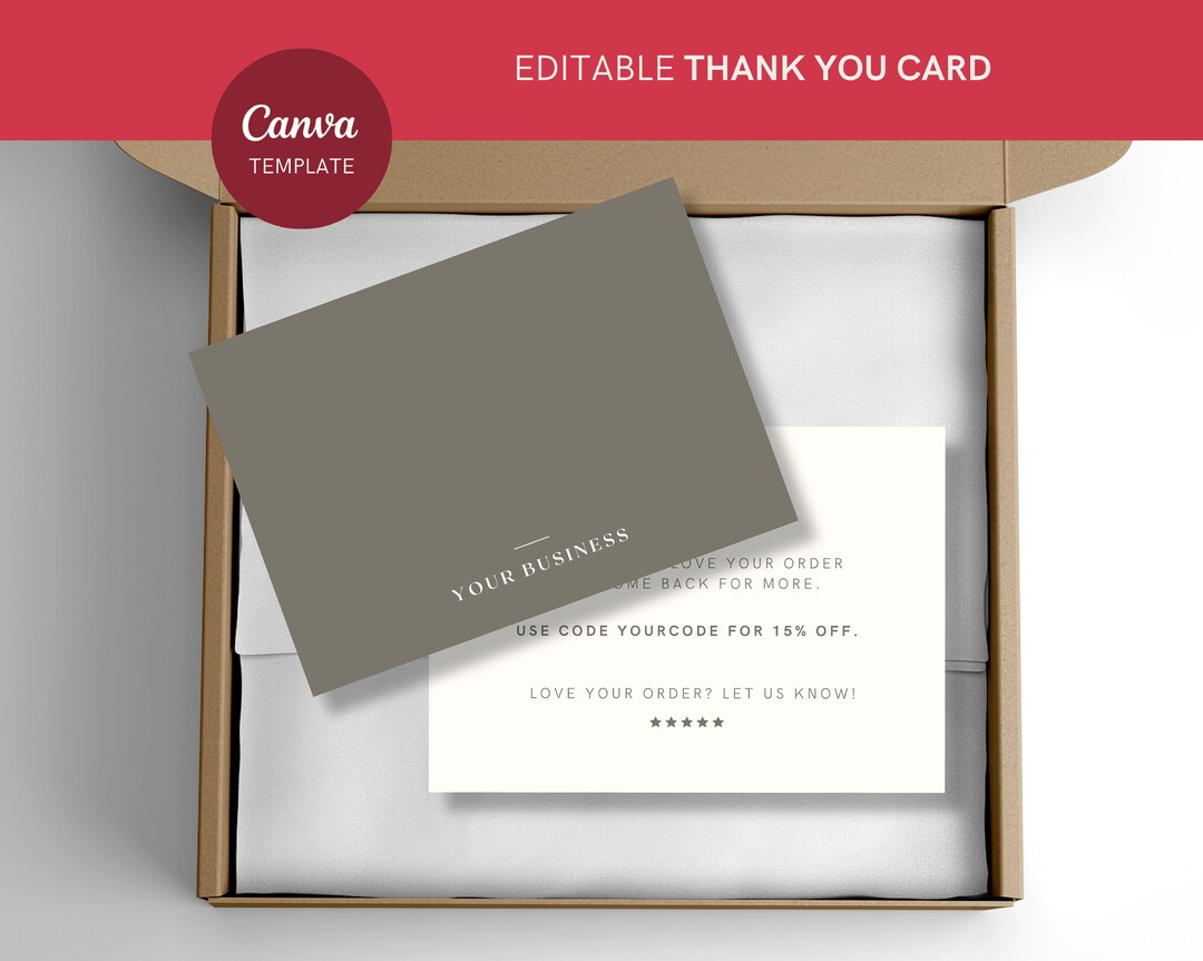 Editable Business Thank You Card Printable Thanks for Your Purchase ...