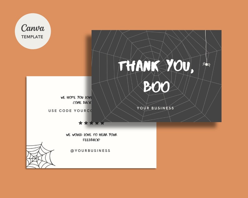 Editable Halloween Thank You Card // Business Template, Spooky Package ...
