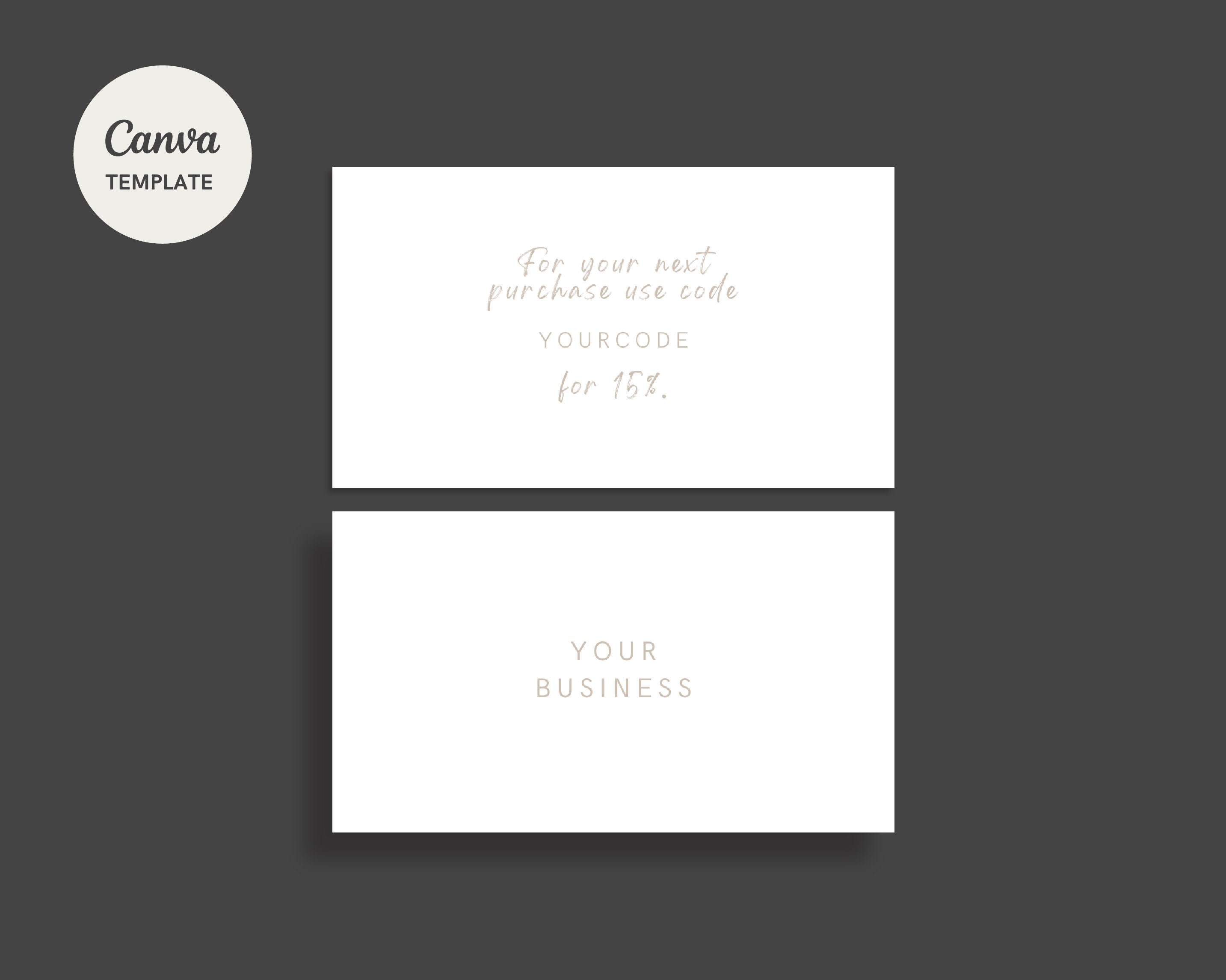 Editable Discount Code Card // Minimal Discount Card Template, Printable DIY Discount Code