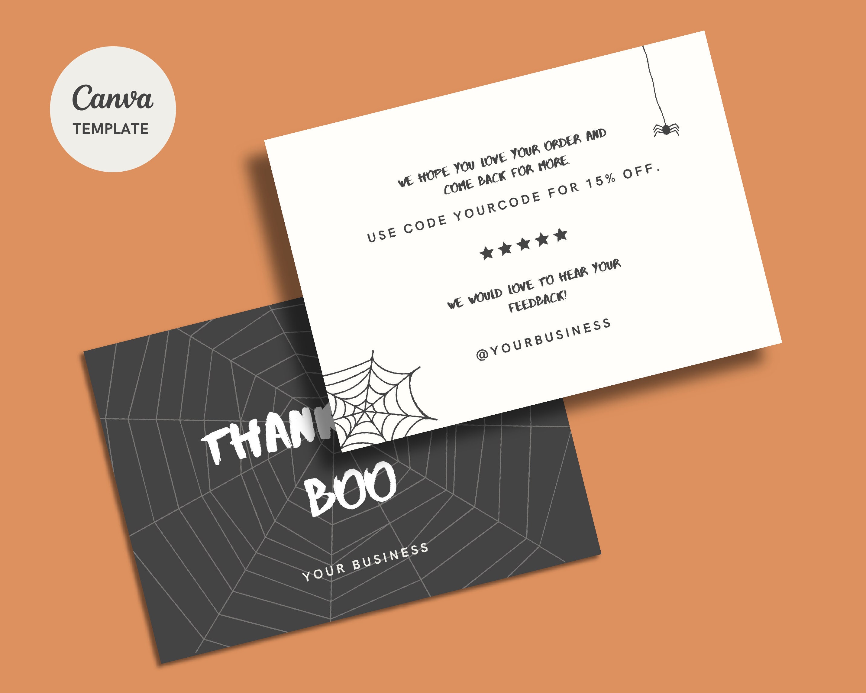 Editable Halloween Thank You Card // Business Template, Spooky Package ...