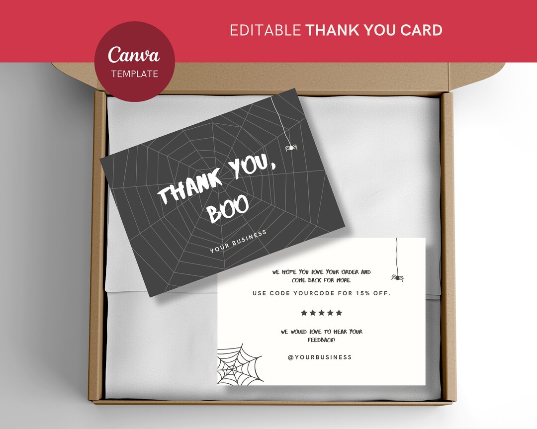 Editable Halloween Thank You Card // Business Template, Spooky Package ...