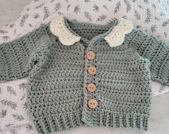 Vintage collar baby cardigan / Handmade cardigan / custom baby sweater / name sweater