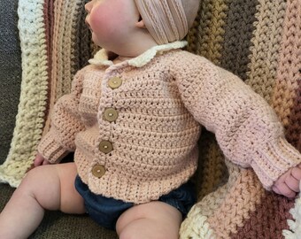 Vintage collar baby cardigan / Handmade cardigan / custom baby sweater / name sweater