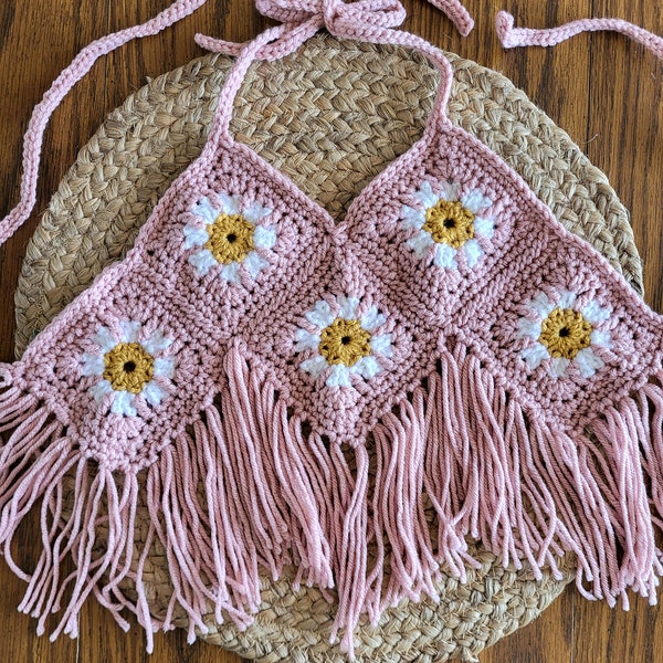 Daisy halter top | Toddler daisy fashion | Summer baby top | Custom crochet top