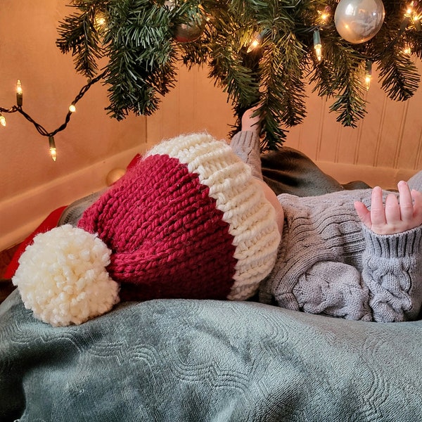 Babies First Christmas - Knit Christmas hat - Kids Santa hat - Winter Beanie