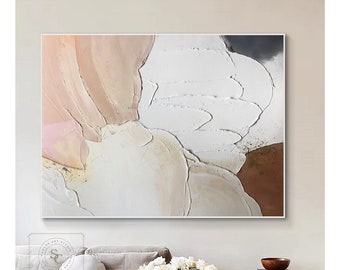 Large Abstract Canvas Art Original Abstract Painting 3D Texture Art Earth Tone Painting Cream Painting Neutral Art Painting Beige Wall Art