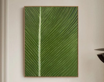 Large Green Leaf Painting Green Abstract Painting Leaf Oil Painting on Canvas Leaf Abstract Painting Green Minimalist Painting Leaf Wall Art