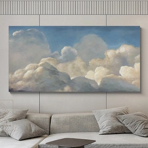 Large Cloudy Sky Painting Cloud Abstract Painting White Cloud Wall Art Cloud Minimalist Painting Blue Sky Painting Cloud Abstract Canvas Art