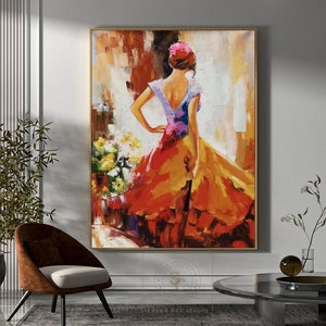 Original female ballet artist painting, sexy woman oil painting, dancing actress oil painting on canvas, sexy back painting,sexy female arts