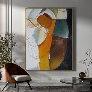 Orange Minimalist Abstract Painting Large Abstract Painting Brown Wall Painting Original Abstract Painting Beige Painting Large Canvas Art