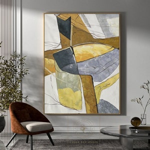 Original abstract painting, minimalist abstract painting, large abstract painting, golden painting gray painting, large wall canvas painting