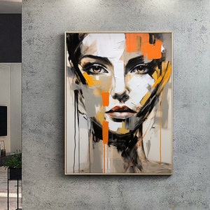 Figure Abstract Painting Original Woman Painting Orange Texture Painting Woman Abstract Painting Large Textured Wall Art Customized Painting
