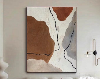 Large Brown Abstract Art Original Abstract Painting Wabi-Sabi Wall Art Brown Abstract Painting Beige Wall Painting Brown Canvas Painting