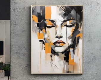 Figure Abstract Painting Woman Abstract Painting Large Textured Wall Art Original Woman Painting Orange Texture Painting Customized Painting