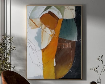 Orange Minimalist Abstract Painting Large Abstract Painting Brown Wall Painting Original Abstract Painting Beige Painting Large Canvas Art