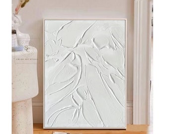 White Texture Art White Abstract Painting White Minimalist Wall Art Original White Oil Painting Large White Texture Painting Stock In Hand