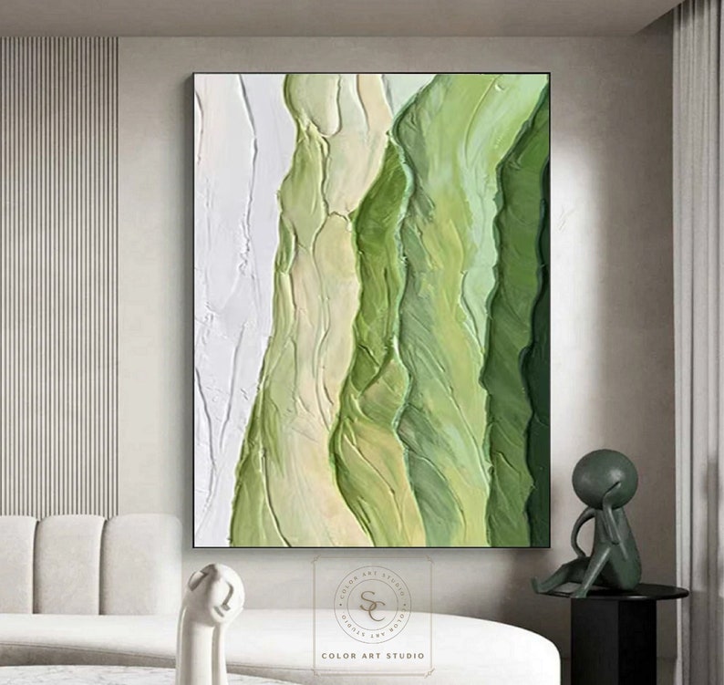 Green Minimalism Painting Green Canvas Painting Green Texture Etsy