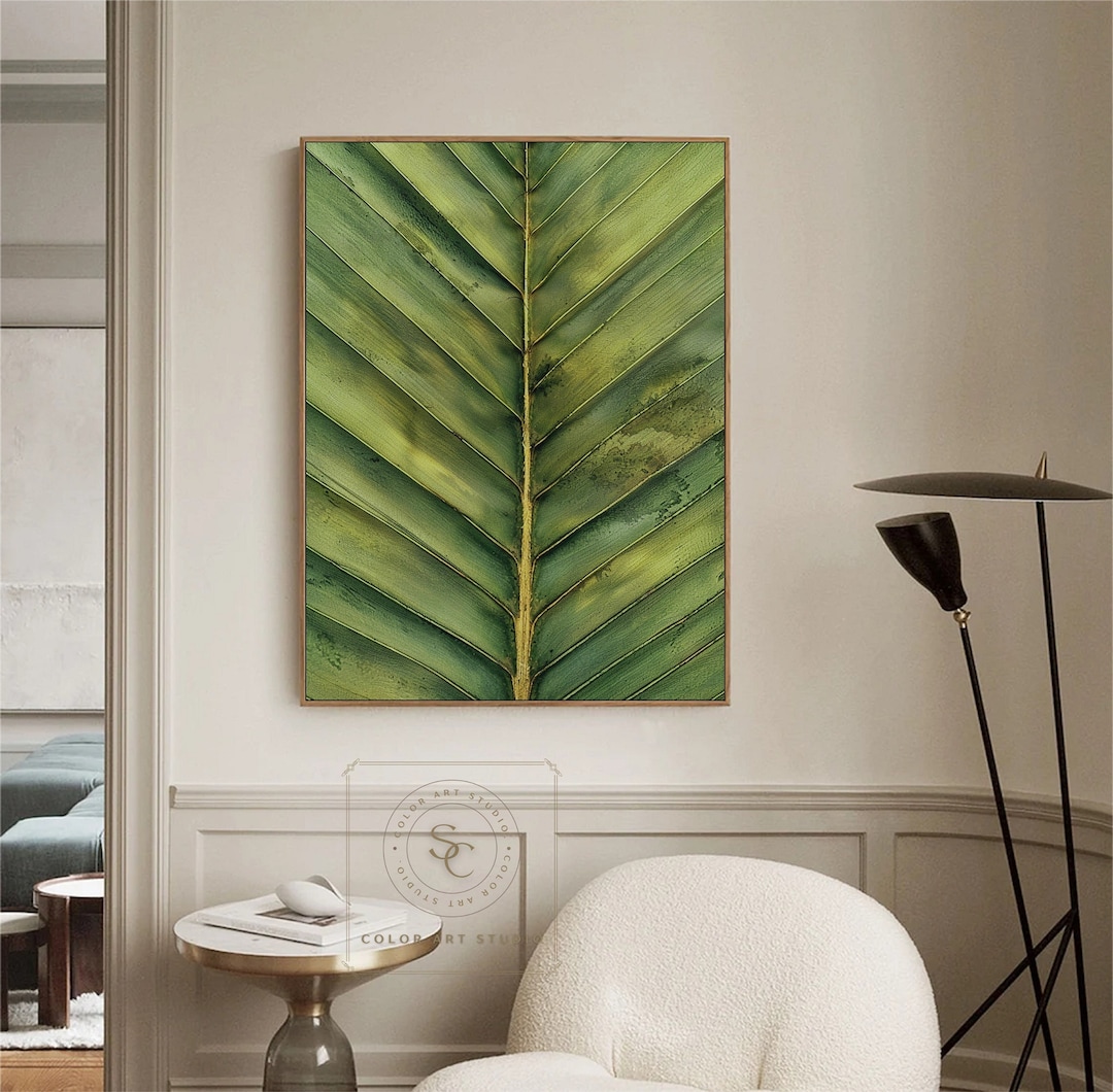 Green Leaf Wall Art Leaf Wall Painting Large Leaf Abstract Art Green ...