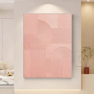 Großes rosafarbenes abstraktes Bild Minimalistisches Gemälde Originales Gemälde Rosa Leinwand Wandkunst