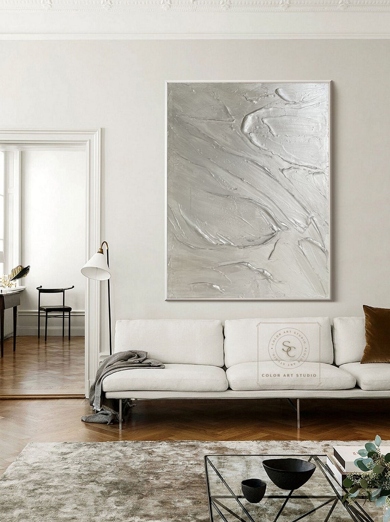 Silver Abstract Painting Silver Abstract Art Silver 3d Texture Etsy