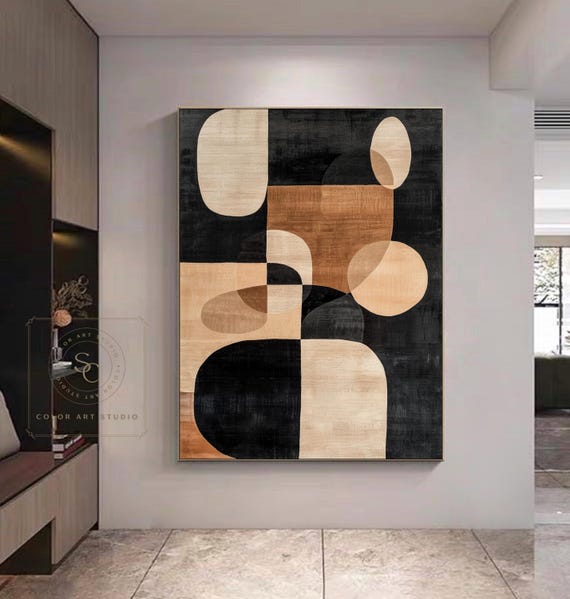 抽象画 茶色 絵画 アート作品 大きな茶色の壁アートオリジナル