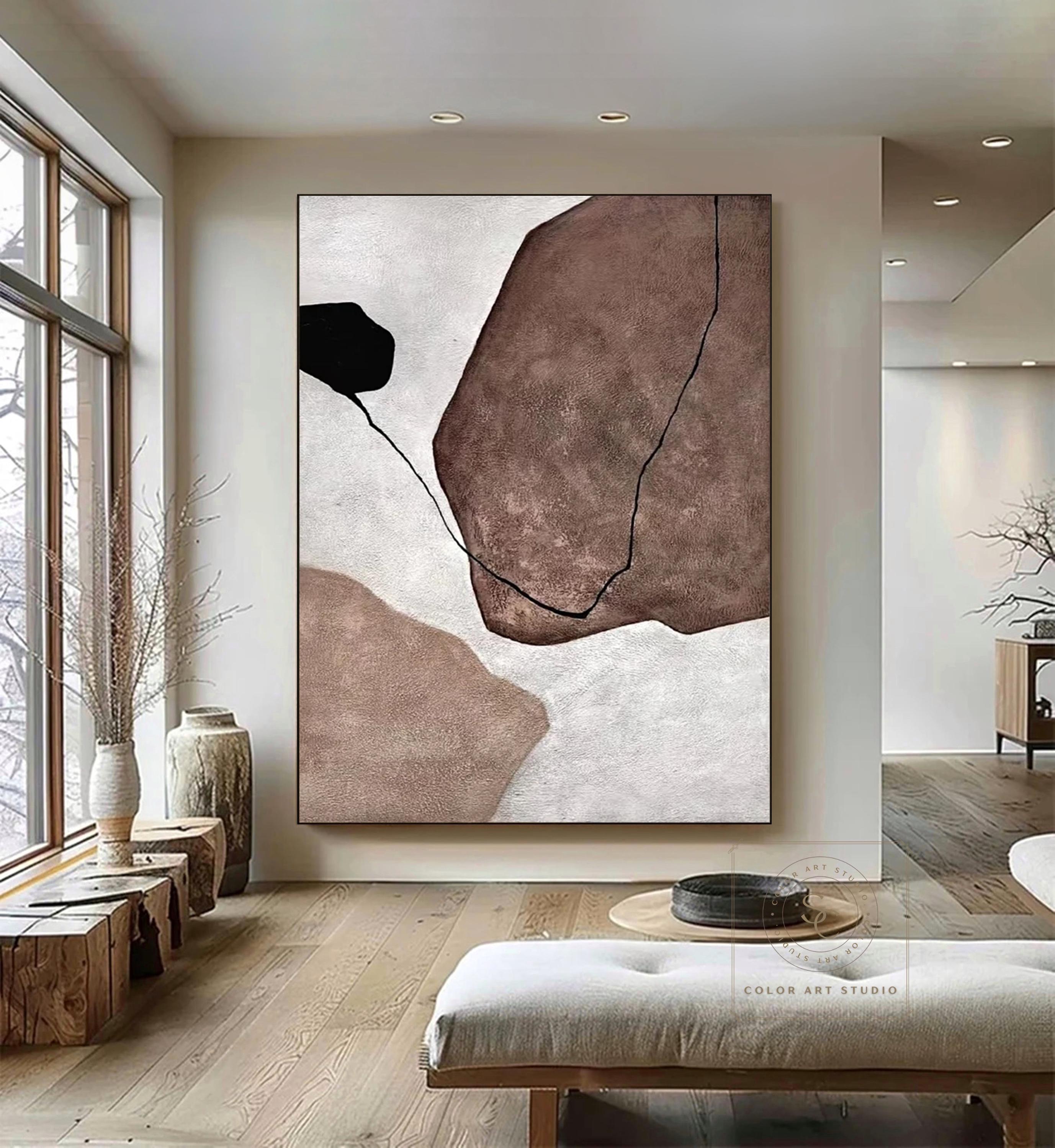 Brown Abstract Painting Large Brown Textured Art Wabi-sabi Wall Art ...