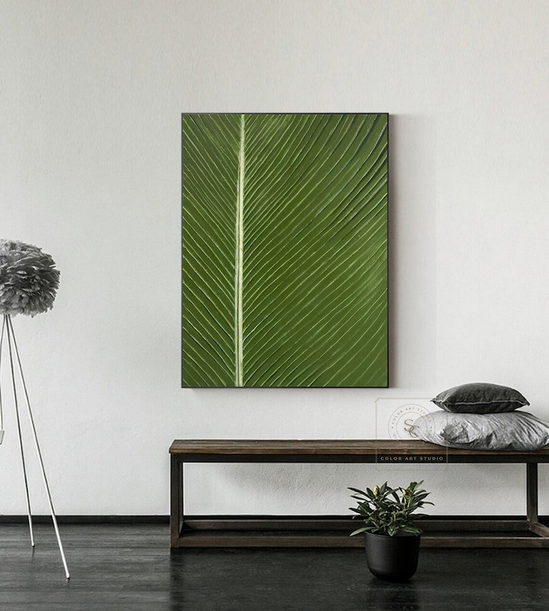 Large Green Leaf Painting Green Abstract Painting Leaf Oil Etsy