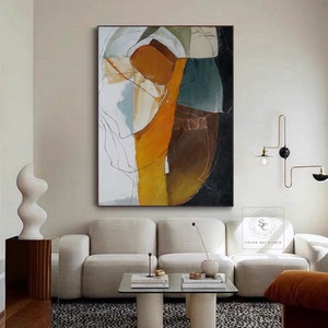 Orange Minimalist Abstract Painting Large Abstract Painting image 7