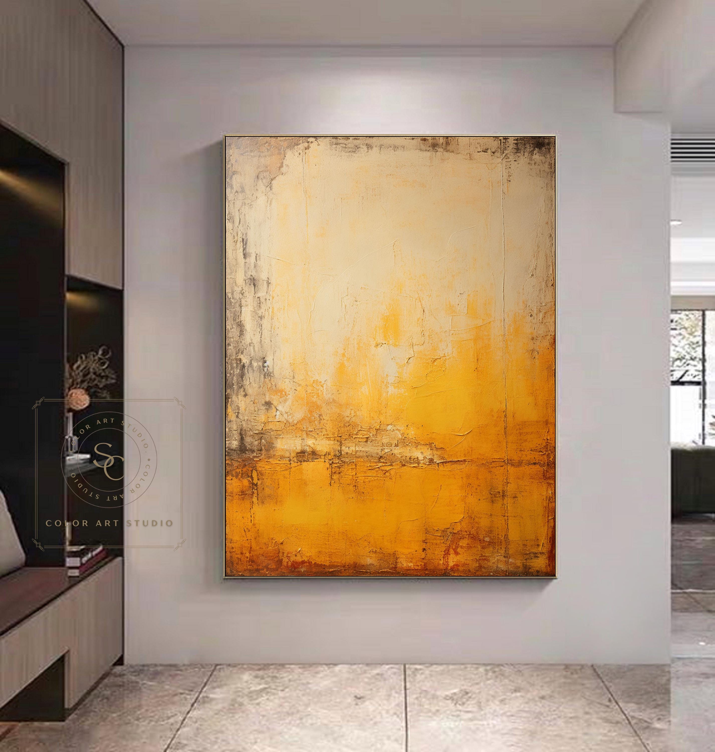 Large Minimalist Texture Painting Beige Wall Art Abstract Landscape ...