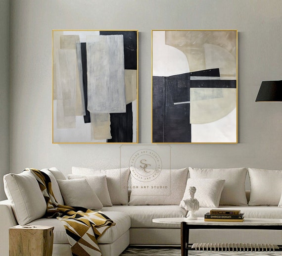Neutral Wall Art Beige Abstract Minimalist Painting Earth Colors Large  Canvas Formal Living Room Art