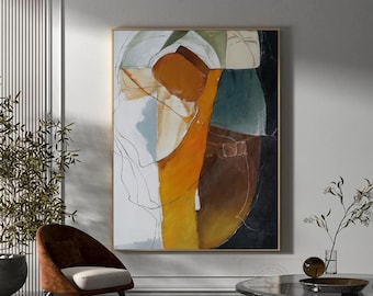 Orange Minimalist Abstract Painting Large Abstract Painting Brown Wall Painting Original Abstract Painting Beige Painting Large Canvas Art